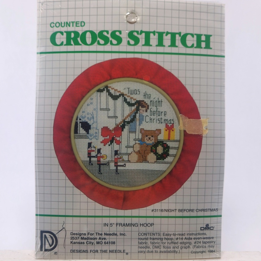 Vintage 1984 Night Before Christmas Counted Cross Stitch Kit DMC #3116 Sealed